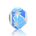Vista macro de abalorio de esmalte azul con motivo de estrella para pulseras de DIY - Cuenta de Esmalte Azul Estrellado (10 D151)