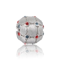Cuenta de plata esterlina S925 con cristales rojos y azules y textura cepillada - Textura Cepillada Gema Azul Roja Incrustada (16 X403)