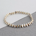 Bracelet élastique avec blocs géométriques argentés et billes dorées texturées - Bicolore Or & Argent (BC520-3)