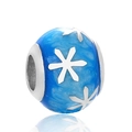 Abalorio de plata S925 con esmalte azul y copos de nieve para pulseras de bricolaje - Copo de Nieve de Cristal de Hielo Azul Cielo (1 D121)