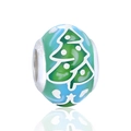 Abalorio árbol de Navidad en plata S925 con esmalte azul y verde para pulsera DIY - Cuenta de Vacaciones de Árbol de Navidad (13 D162)