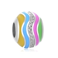 Abalorio de plata S925 con esmalte ondulado colorido y piedras de circón brillantes - Esmalte de Ola Colorida (4 D141)