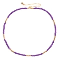 Collier minimaliste en perles de verre violettes avec accents dorés et fermoir ajustable - Perles Violet Vif (NKS247-15)