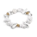 Armband aus natürlichen Howlith-Steinen mit vergoldeten Strass-Abstandsringen - Weiß (BC338-25)