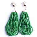 Orecchini a frangia fatti a mano in perline MIYUKI con cerchio dorato e perle verdi - Verde Smeraldo (EA001-2)