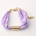 Lavendel Seidenschal-Armband mit goldenen Spiralen und verstellbarem Verschluss - Hellviolett Druck Stil (SB02-4)