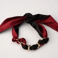 Lujosa cinta de seda roja y negra entrelazada con una cadena de metal dorado choker - Rojo Y Negro (SB01-5)