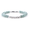 Facettiertes, hellminzgrünes Kristallperlenarmband mit polierten silbernen quadratischen Perlen - Helles Minzgrün (BC275-2)