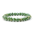 Bracciale elastico con perline di cristallo verde sfaccettato ed effetto arcobaleno - Verde Erba AB (BC275-9)