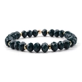 Bracciale di cristallo sfaccettato verde scuro con distanziatori dorati e ciondolo agata - Verde Smeraldo Profondo (BC275-10)