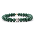 Elegante bracciale di perle di cristallo verde con sfera in argento micropavé e oro - Verde Scuro con Sfera di Strass (BC275-11)