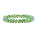 Bracciale di perle di cristallo verde sfaccettato con una perla metallica dorata - Verde Smeraldo Chiaro (BC275-12)