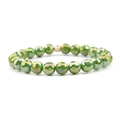 Bracciale di perle di cristallo verde con finitura cangiante e dettaglio esagonale dorato - Verde Aurora AB (BC275-13)