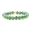 Bracciale di perle di cristallo verde con finitura iridescente e accento esagonale d’oro - Verde Vivace con Perlina Oro (BC275-14)