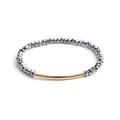 Silbergraue Kristallperlen Armband mit goldener gebogener Kupferröhre für Damen - Silbergrau (BC192-1)