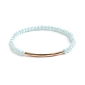 Minimalistisches Perlenarmband aus hellblauen Glasperlen mit poliertem Metallrohr - Hellblau (BC192-3)