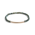 Bracelet en perles de cristal facettées sombres avec un tube courbé en cuivre doré - Bronze Foncé (BC192-5)
