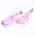 Orecchini a nappa in perline MIYUKI rosa con borchia dorata e frange alla moda - Rosa (EA001-3)