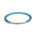 Bracelet DIY en perles de cristal facettes bleu sarcelle avec tube courbé doré rose - Cyan Foncé (BC192-6)