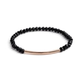 Bracelet DIY en perles de verre noires facettées avec tube élégant en or rose - Noir (BC192-7)