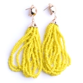 Pendientes largos de cuentas MIYUKI amarillas con flecos y detalles en tono dorado - Amarillo (EA001-5)
