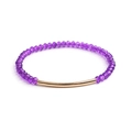 Bracelet de perles en cristal violet facetté avec tube courbé en cuivre doré - Violet (BC192-8)
