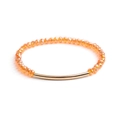 Bracelet en perles de cristal orange facetté avec un tube courbé doré minimaliste chic - Orange (BC192-9)