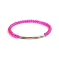 Bracelet en perles de cristal rose à facettes avec un tube en métal doré courbé élégant - Rose (BC192-10)