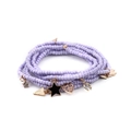 Handgemachtes hellviolettes Miyuki Tila Perlenarmband mit goldenen Sternanhängern - Violetter Stil (BC224-2)