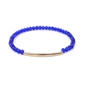 Bracelet DIY en perles de cristal bleu foncé facettées et tube doré courbé - Bleu Foncé (BC192-13)