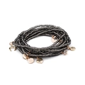 Mehrlagiges graues Perlenarmband mit roségoldenen Mond- und Herzanhängern mit Strass - Grauer Stil (BC224-4)