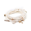 Multi-layer cream beaded bracelet with gold moon star and cross charms for women - White Style (BC224-5)