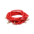 Handmade red Miyuki Tila bead multi-layer bracelet with gold star and moon charms - Red Style (BC224-7)