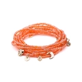 Multi-layer orange Miyuki Tila bead bracelet featuring gold skull and moon charms - Orange Style (BC224-8)