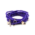 Bohemian multi-layer deep blue seed bead bracelet with golden heart and moon charms - Dark Blue Style (BC224-9)