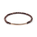 Bracelet en perles de verre facettées bronze avec tube incurvé en or rose poli - Brun Bronze (BC192-17)