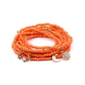 Handmade orange Miyuki Tila beaded bracelet with gold moon and star charms - Tangerine Style (BC224-10)