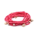 Bohemian multi-layer fuchsia Miyuki beaded bracelet with gold celestial charms - Magenta Style (BC224-11)