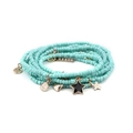 Bohemian multi-layer turquoise glass bead bracelet with gold star and heart charms - Turquoise Style (BC224-14)