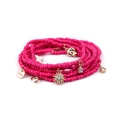 Multi-layer rose red Miyuki Tila bead bracelet with gold sun and moon charms - Rose Red Style (BC224-15)