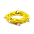 Multilayer yellow Miyuki Tila bead bracelet with rose gold heart, moon and star charms - Yellow Style (BC224-17)