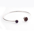 Brazalete plateado con piedras druzy azules y púrpuras de estilo bohemio - Redondo Púrpura Plateado (BR011-7)
