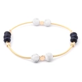 Detail of colorful beads and gold coil spring on a handmade stretch beaded bracelet - Black and White Texture Style (BC380-7)