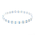 Blue and white Tila bead woven bracelet with minimalist bohemian square glass tiles - White/Blue (BC356-1)