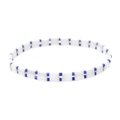 Minimalist white and blue enamel tile bead elastic bracelet for women in Tila style - White/Blue Tile Pattern (BC356-2)