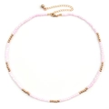 Perlenhalskette mit rosa und goldenen Perlen, Karabinerverschluss und Verlängerung - Blassrosa Perlen (NKS247-4)