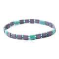 Minimalist Japanese Tila bead bracelet featuring purple and lake blue Miyuki beads - Purple/Lake Blue (BC356-4)