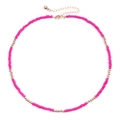 Collier fait main perles rose rouge et or avec fermoir ajustable au style bohème chic - Perles Rose Rouge (NKS247-9)