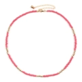 Collier de perles roses et dorées style bonbon avec fermoir réglable et chaîne d'extension - Perles Roses (NKS247-10)