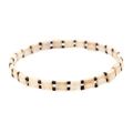 Handmade Miyuki Tila bead bracelet with cream stone texture and black cylinder spacers - Cream/Black (BC356-10)